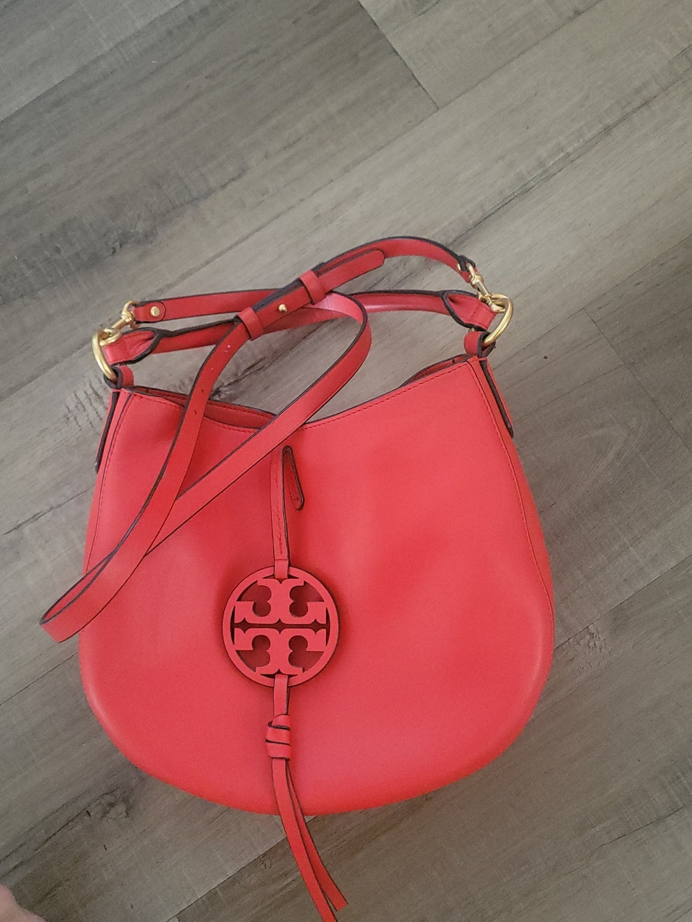 Tory Burch Red Leather Hobo Crossbody Bag